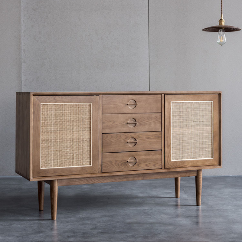 Modern Cabinet Solid Wood With Doors 4 - Drawer Rectangle Accent Cabinet