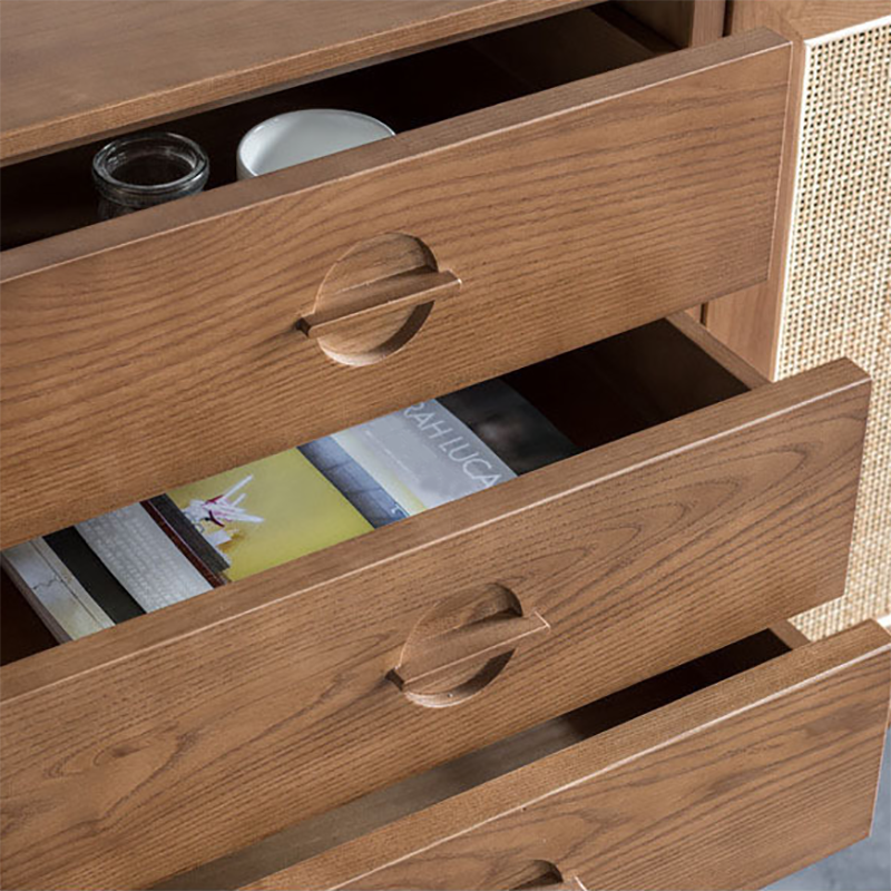 Modern Cabinet Solid Wood With Doors 4 - Drawer Rectangle Accent Cabinet