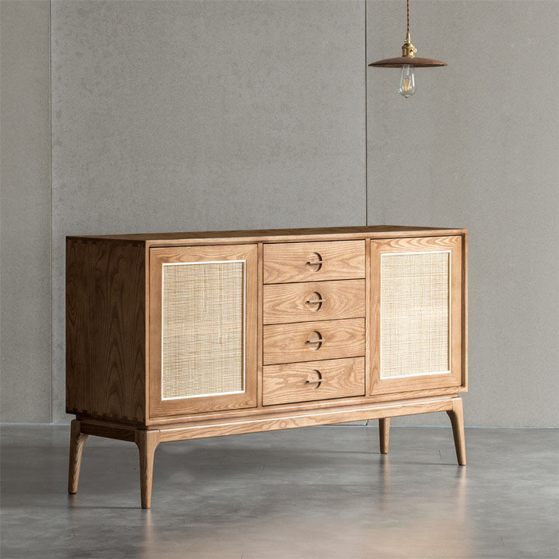 Modern Cabinet Solid Wood With Doors 4 - Drawer Rectangle Accent Cabinet