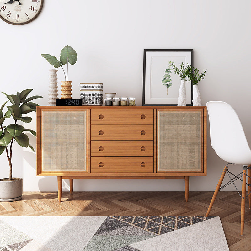 Contemporary Cabinet Solid Wood With Doors 4 - Drawer Accent Cabinet