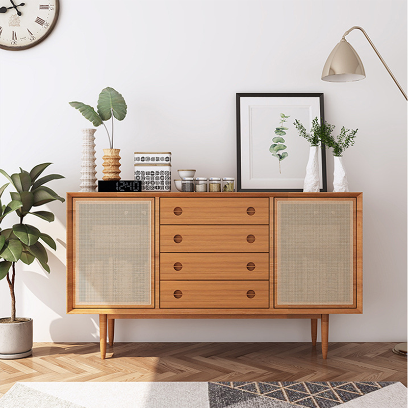 Contemporary Cabinet Solid Wood With Doors 4 - Drawer Accent Cabinet