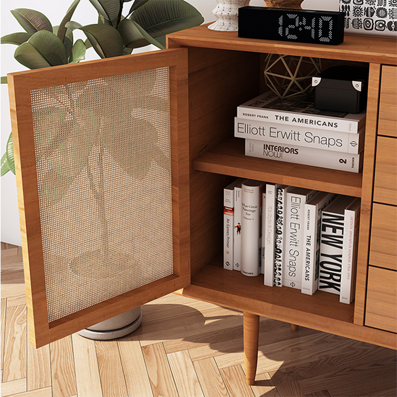 Contemporary Cabinet Solid Wood With Doors 4 - Drawer Accent Cabinet