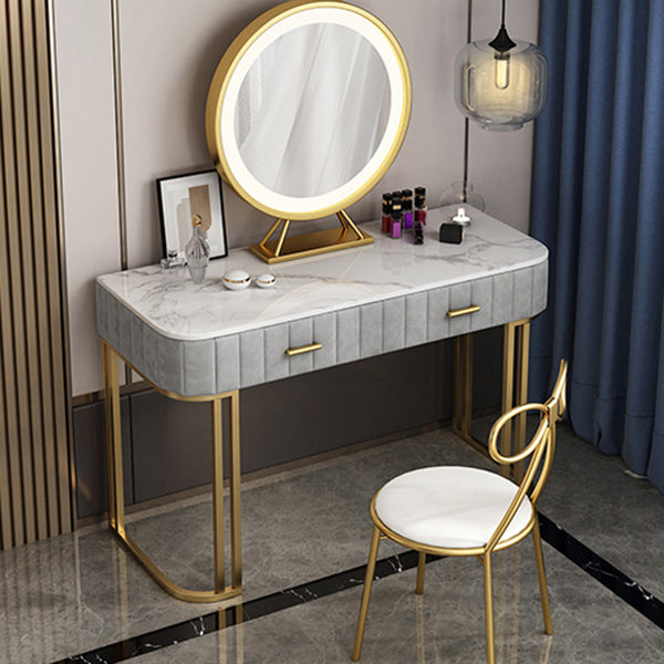Glam 29.5" High Marble Top Vanity Dressing Table with 2 Drawers