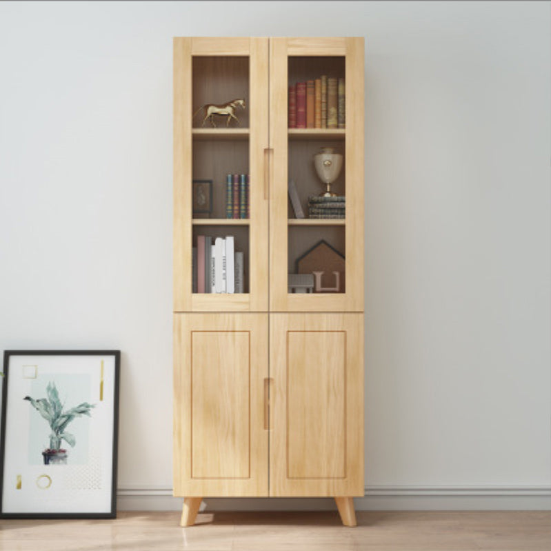 Contemporary Cabinet Rectangle Glass Paned With Doors Pine Accent Cabinet