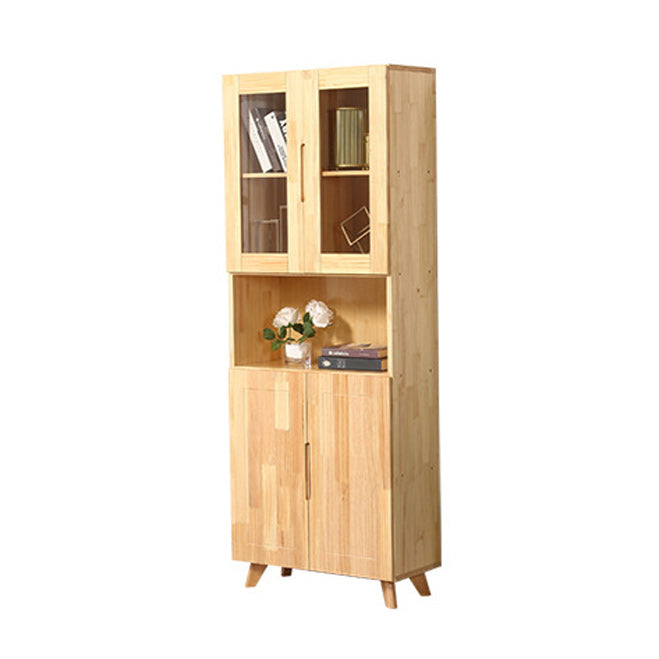 Contemporary Cabinet Rectangle Glass Paned With Doors Pine Accent Cabinet