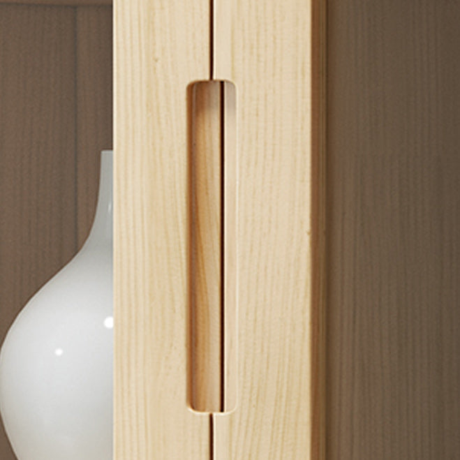 Contemporary Cabinet Rectangle Glass Paned With Doors Pine Accent Cabinet