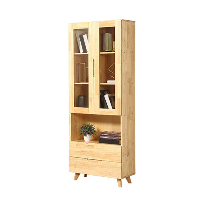 Contemporary Cabinet Rectangle Glass Paned With Doors Pine Accent Cabinet
