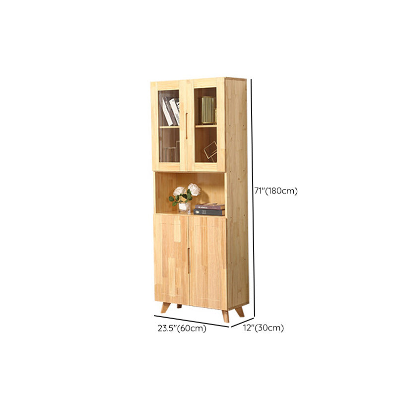 Contemporary Cabinet Rectangle Glass Paned With Doors Pine Accent Cabinet