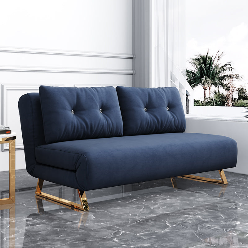 Cushion Back Futon Sofa Bed Pillow Included Sleeper Sofa with Gold Leg