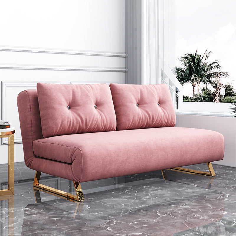 Cushion Back Futon Sofa Bed Pillow Included Sleeper Sofa with Gold Leg