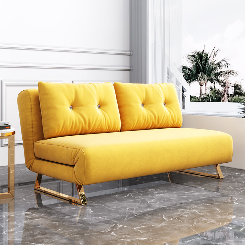 Cushion Back Futon Sofa Bed Pillow Included Sleeper Sofa with Gold Leg