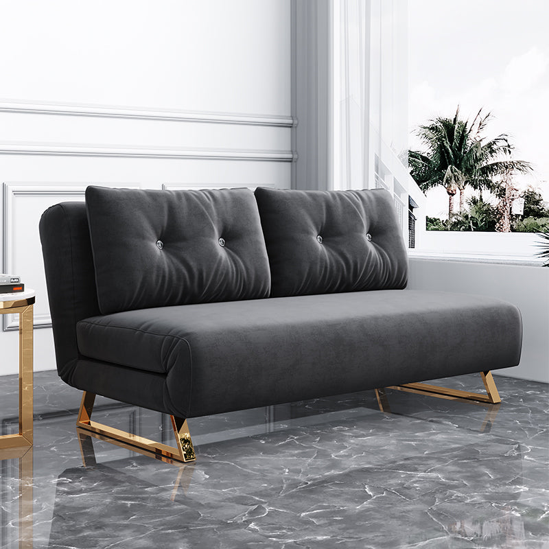 Cushion Back Futon Sofa Bed Pillow Included Sleeper Sofa with Gold Leg