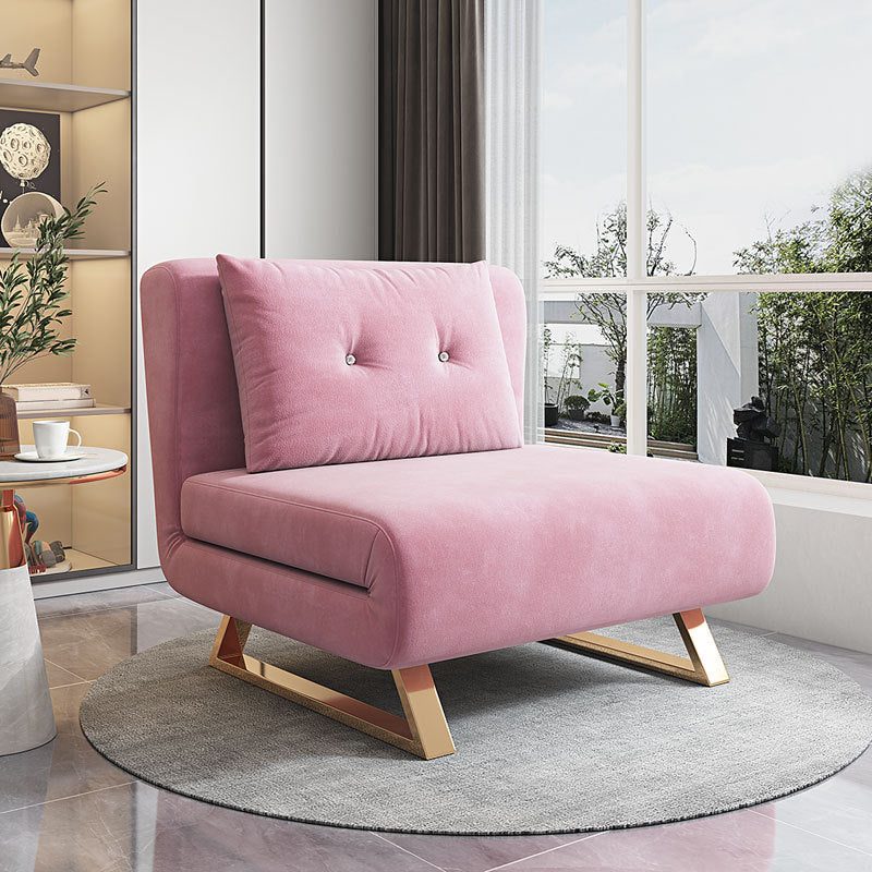 Cushion Back Futon Sofa Bed Pillow Included Sleeper Sofa with Gold Leg