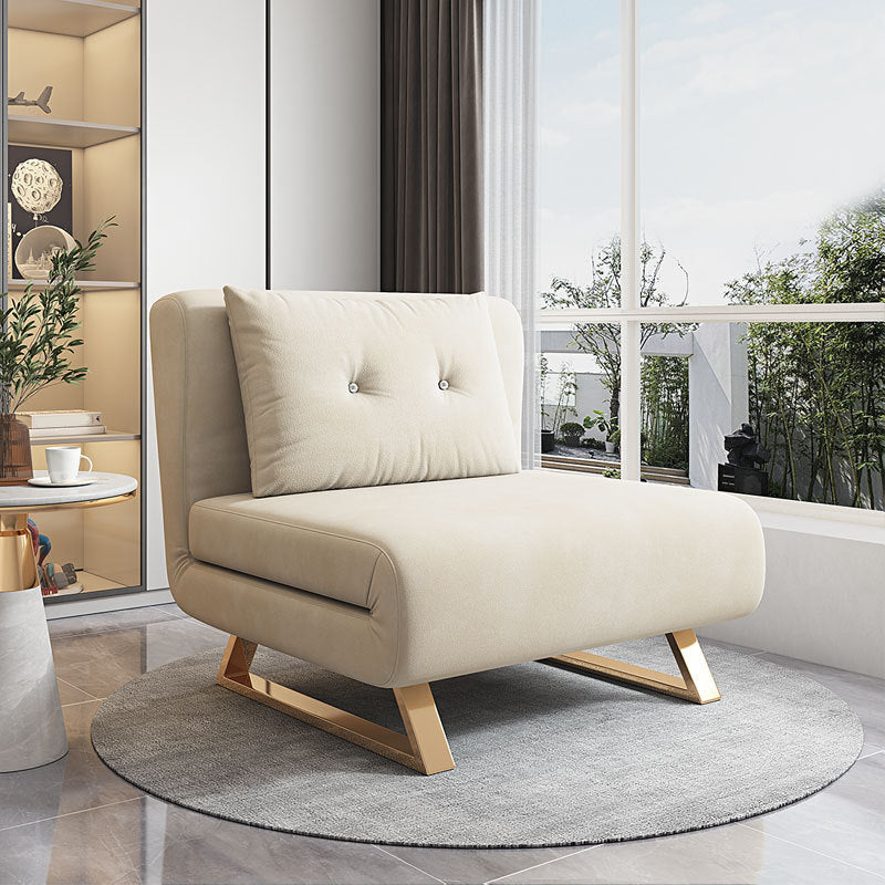Cushion Back Futon Sofa Bed Pillow Included Sleeper Sofa with Gold Leg