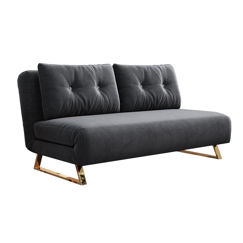 Cushion Back Futon Sofa Bed Pillow Included Sleeper Sofa with Gold Leg