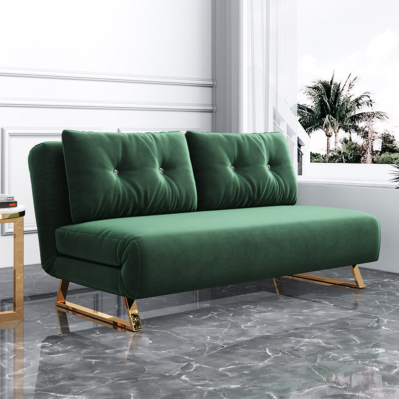 Cushion Back Futon Sofa Bed Pillow Included Sleeper Sofa with Gold Leg
