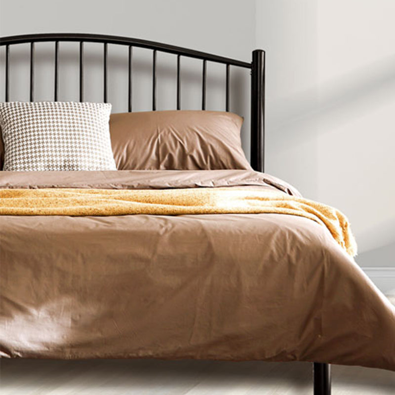 Contemporary Slat Bed Metal Black Open-Frame Bed with Custom Gold Legs