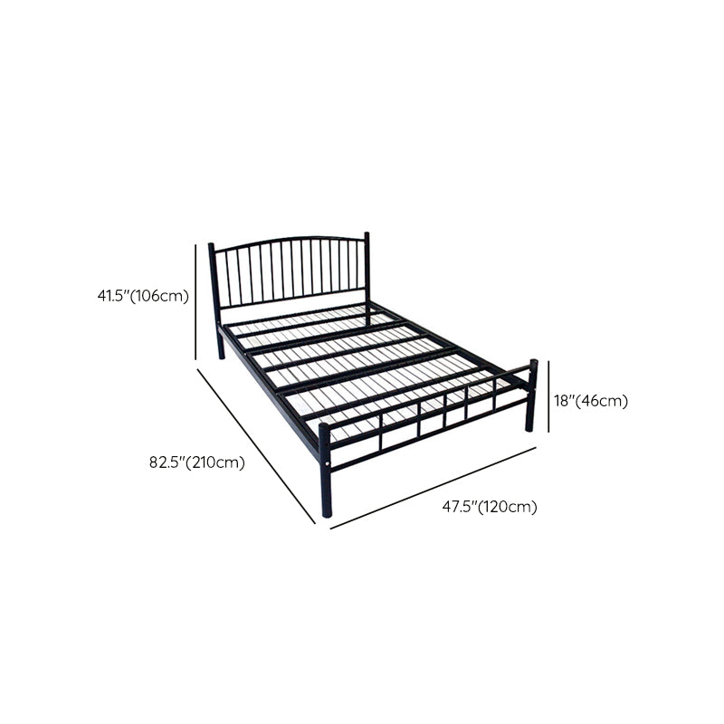 Contemporary Slat Bed Metal Black Open-Frame Bed with Custom Gold Legs