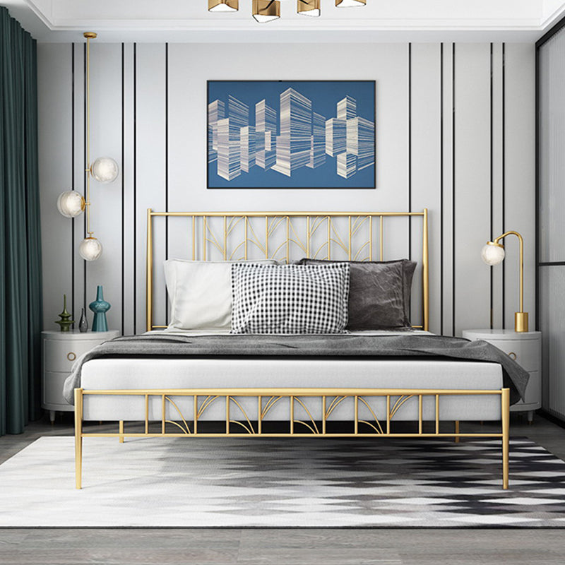Gold and Black Bed Frame Iron Open-Frame Bed with Custom Gold Legs