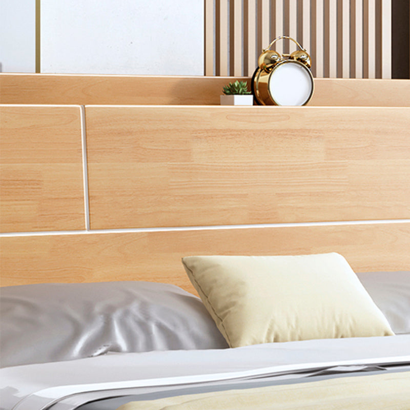 Modern Solid Wood Panel Bed Natural Standard Bed with Headboard