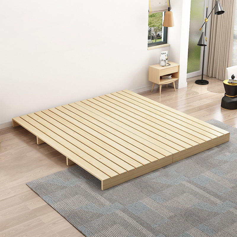 Modern Platform Bed Frame Solid Wood Platform Bed Pine Wood in Natural
