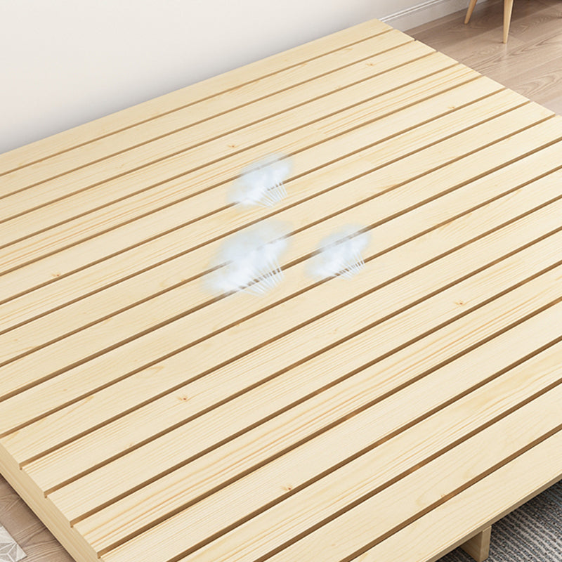 Modern Platform Bed Frame Solid Wood Platform Bed Pine Wood in Natural