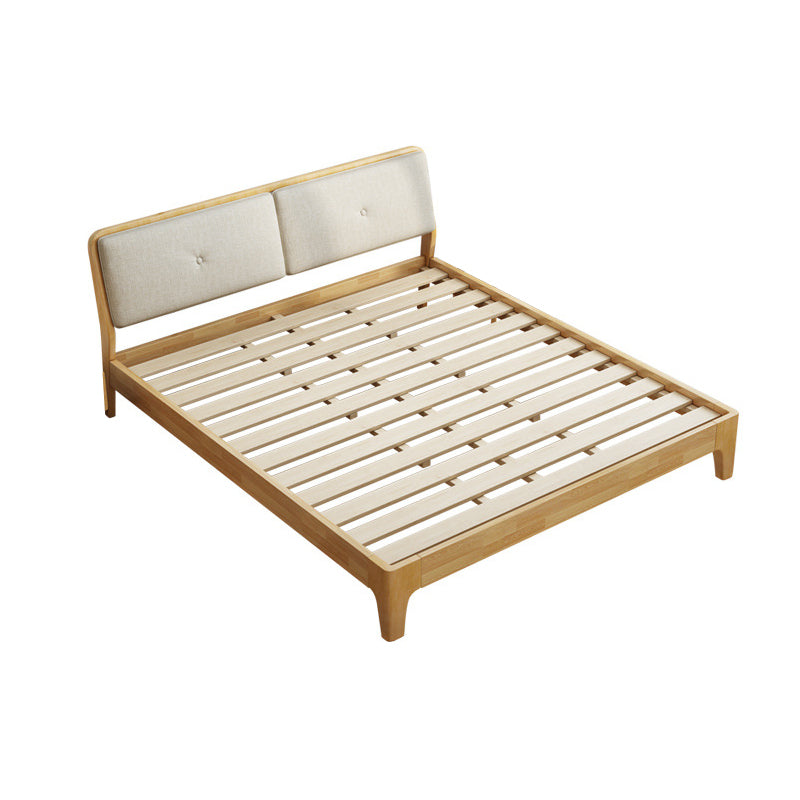 Modern Panel Bed Solid Wood Panel Standard Bed with Headboard