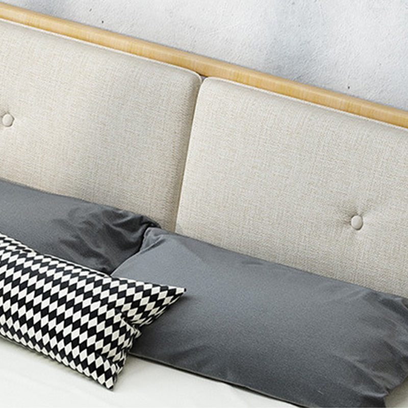 Modern Panel Bed Solid Wood Panel Standard Bed with Headboard