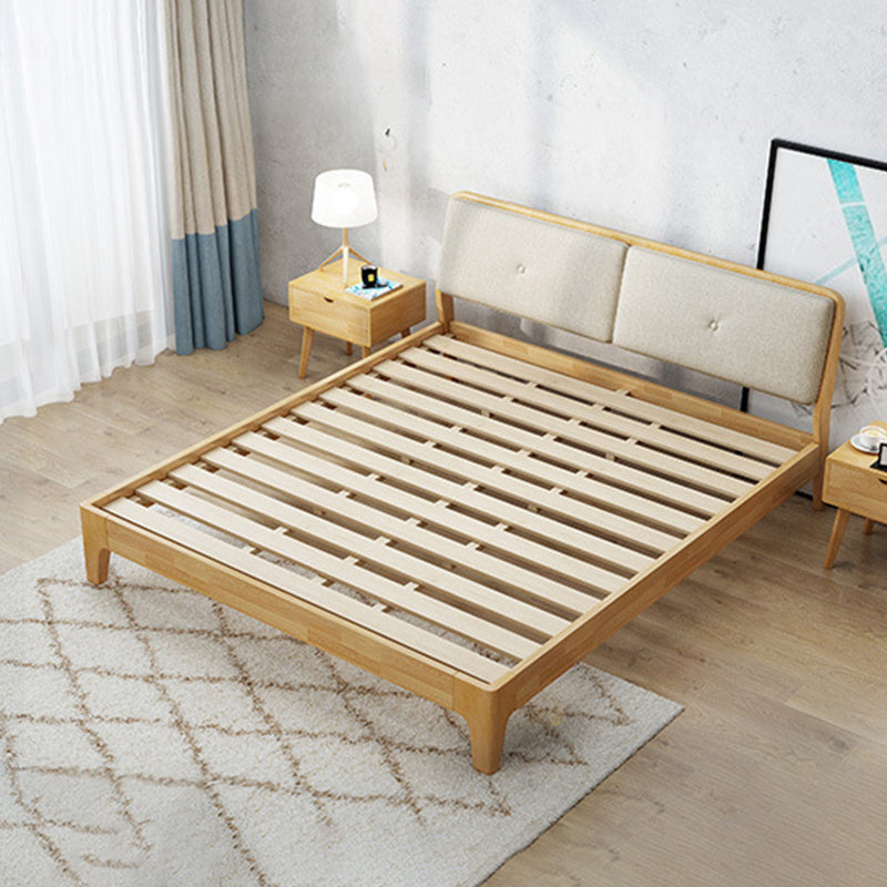 Modern Panel Bed Solid Wood Panel Standard Bed with Headboard