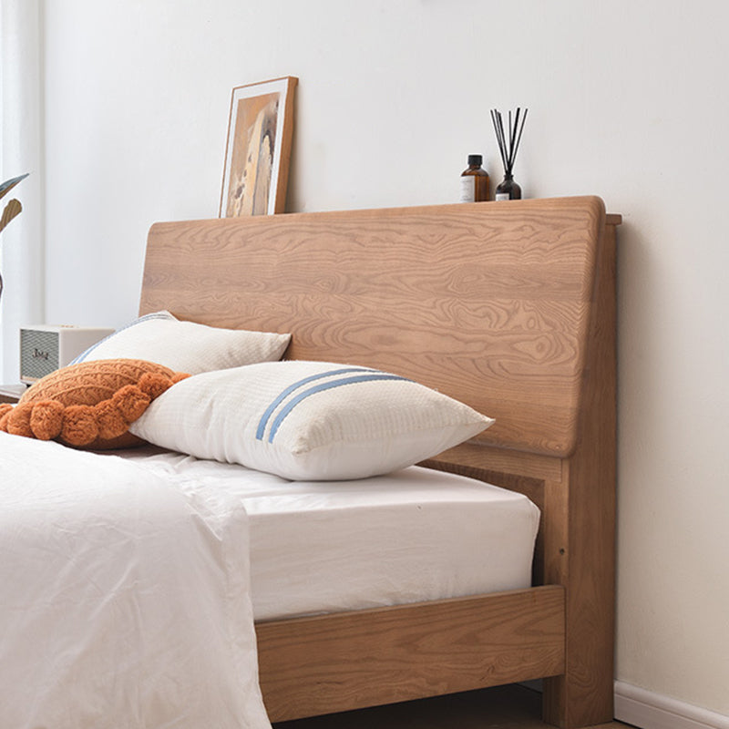 Modern Standard Bed Rectangular Solid Wood Panel Bedwith Headboard