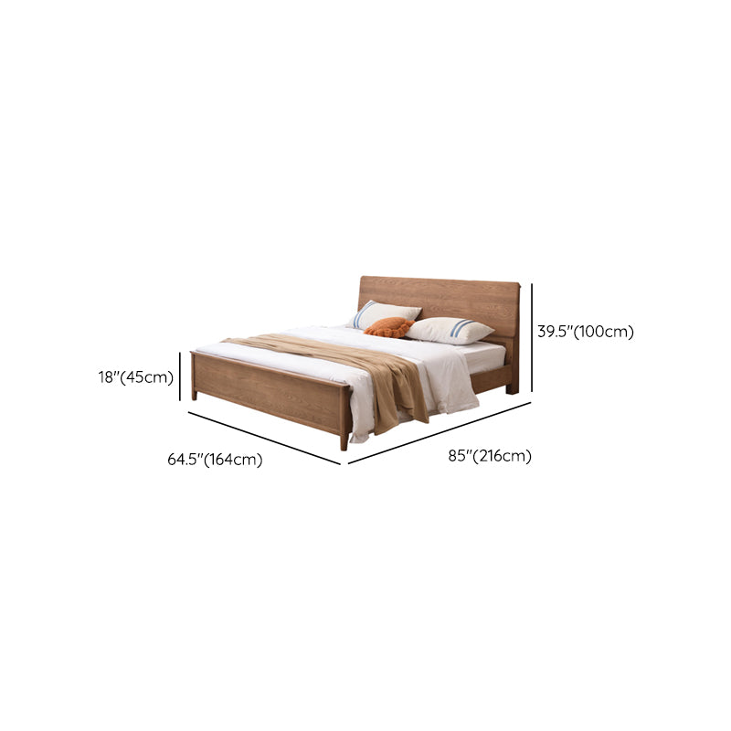 Modern Standard Bed Rectangular Solid Wood Panel Bedwith Headboard