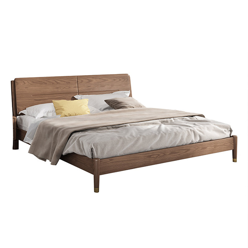 Solid Color Rectangular Panel Bed Panel Ash Standard Bed with Headboard