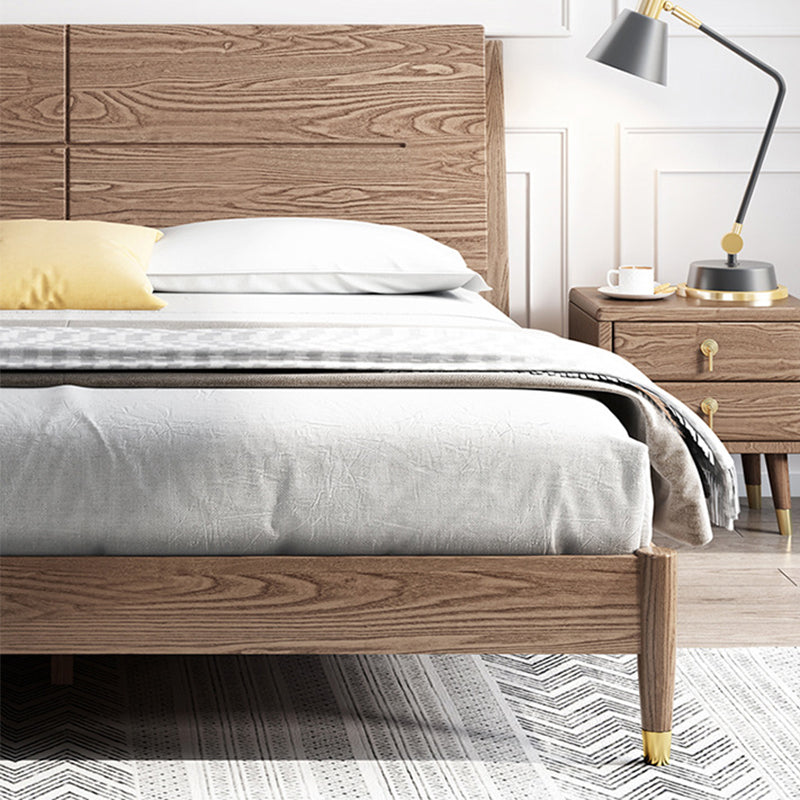 Solid Color Rectangular Panel Bed Panel Ash Standard Bed with Headboard