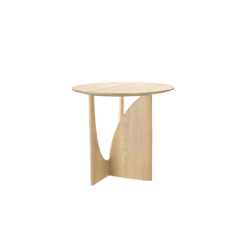 Scandinavian End Table Solid Wood Abstract Base Round Top Side Table