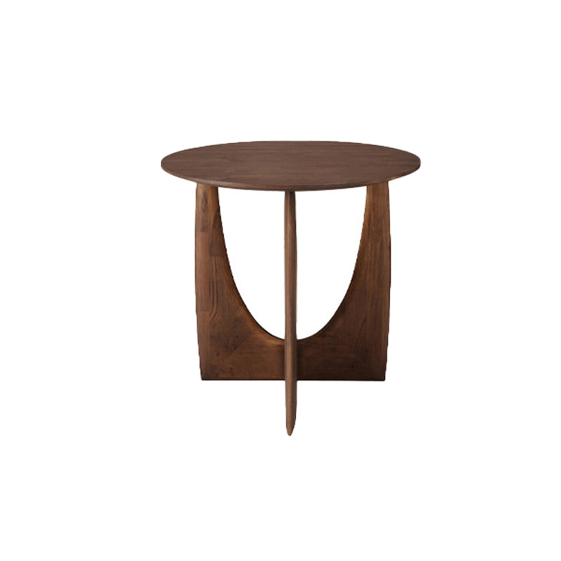 Scandinavian End Table Solid Wood Abstract Base Round Top Side Table