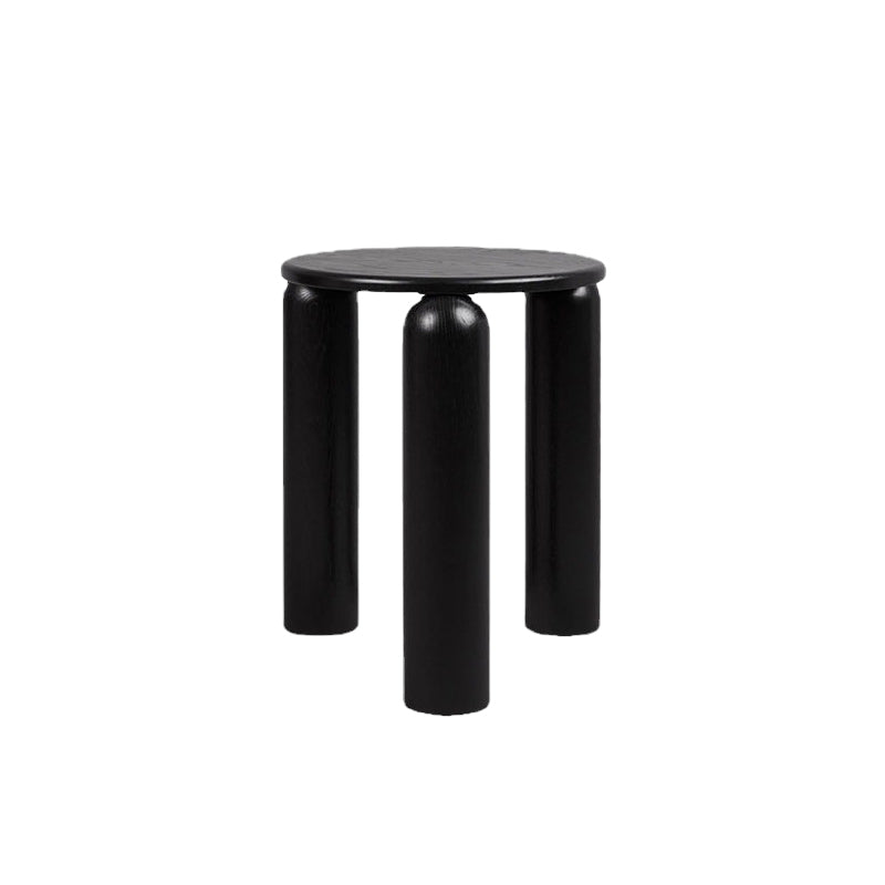 Nordic Side Table Round Solid Wooden End Table with Three Legs