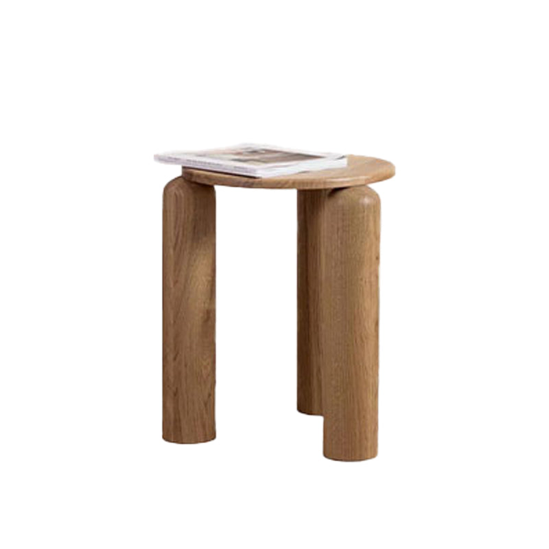 Nordic Side Table Round Solid Wooden End Table with Three Legs