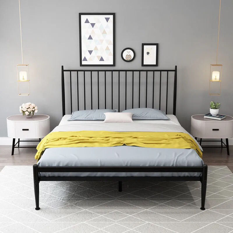 Industrial Slat Bed Rectangular Standard Bed with Custom Gold Leg