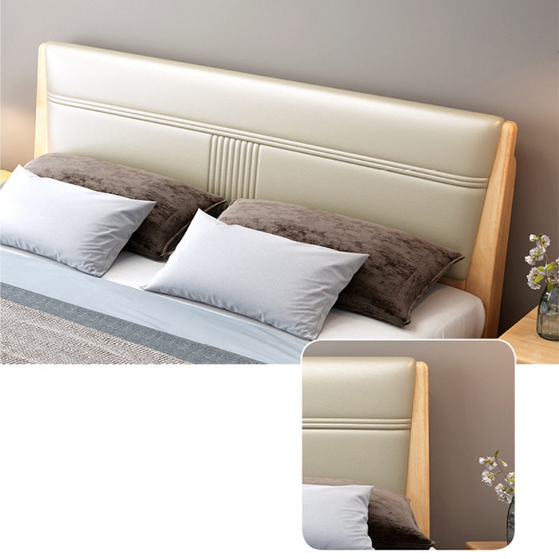 Natural Contemporary Panel Bed Wood and Upholstered Standard Bed Upholstered Headboard