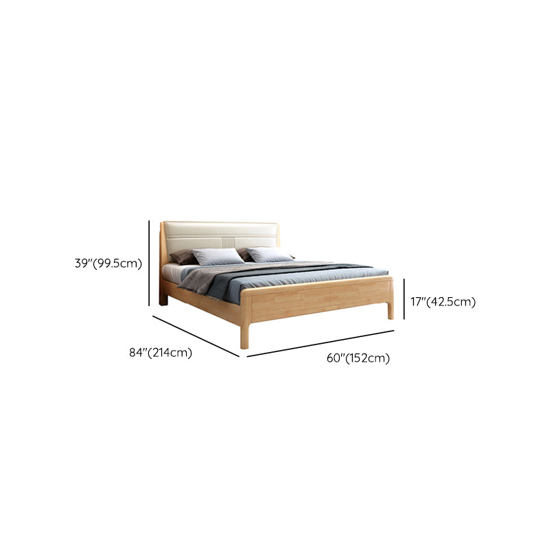 Natural Contemporary Panel Bed Wood and Upholstered Standard Bed Upholstered Headboard