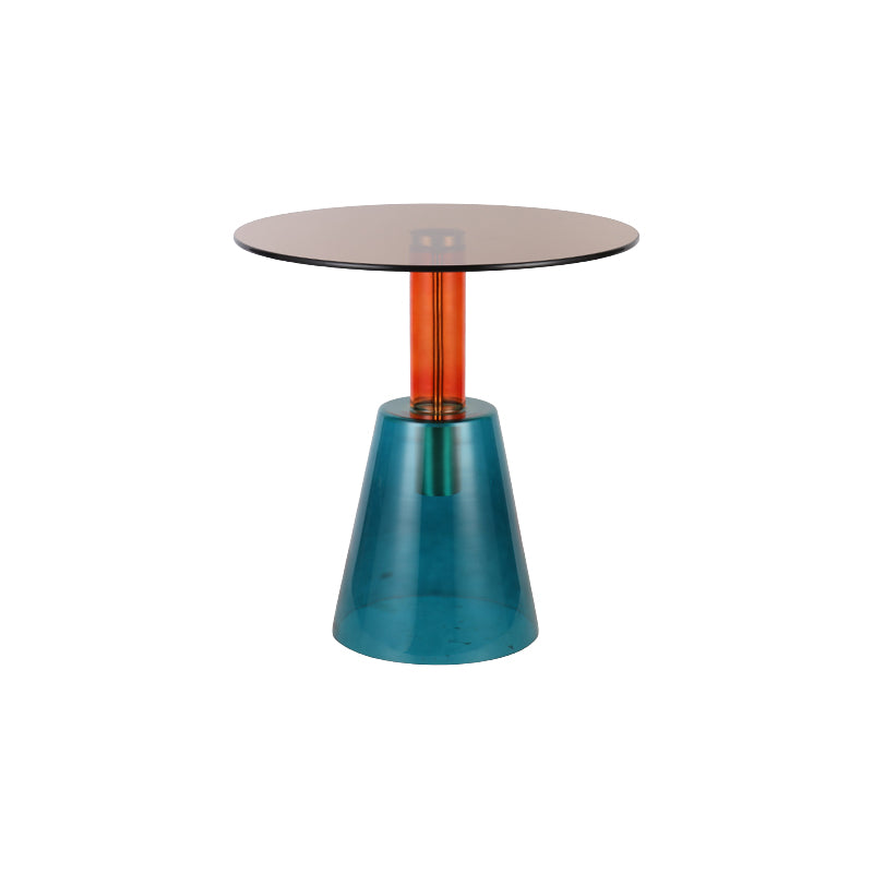 Modern Round Glass Top Side Table 19.68" Tall Pedestal End Table