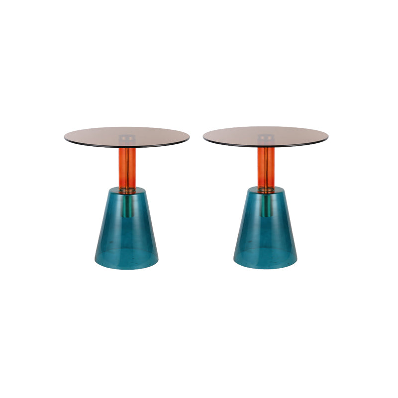 Modern Round Glass Top Side Table 19.68" Tall Pedestal End Table