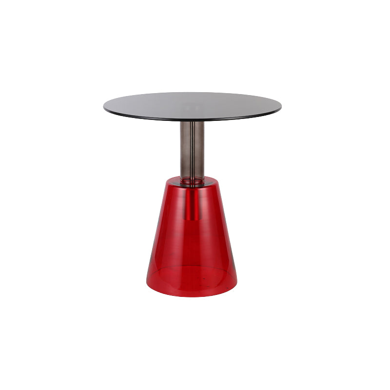 Modern Round Glass Top Side Table 19.68" Tall Pedestal End Table