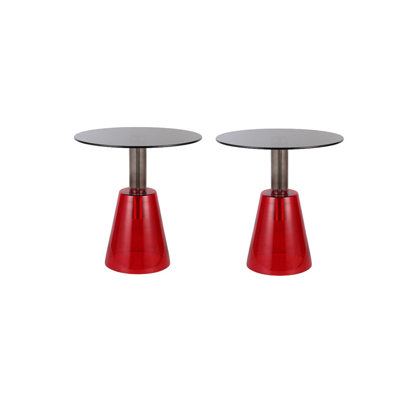 Modern Round Glass Top Side Table 19.68" Tall Pedestal End Table