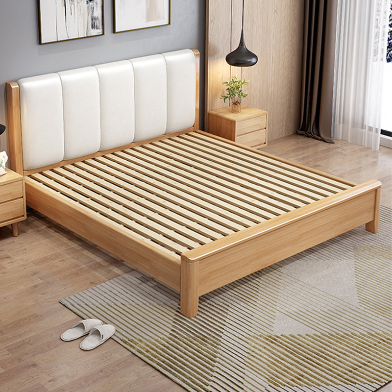 Rectangular Modern Panel Bed Solid Wood Standard Bed with Headboard