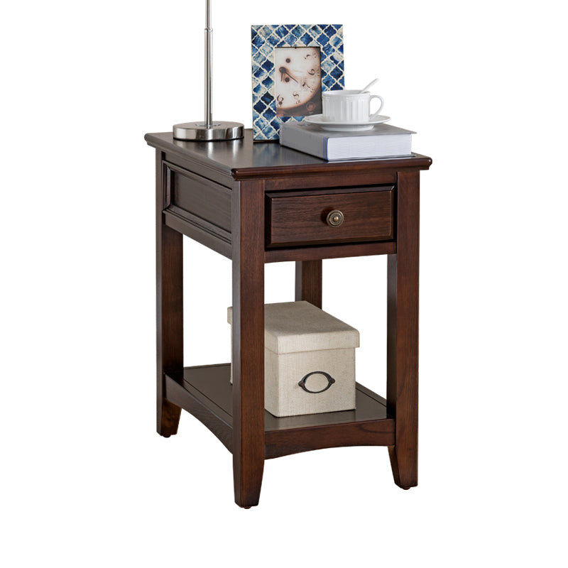 Modern Rectangle Top Side Table 23.62" Tall Wood End Table with Storage