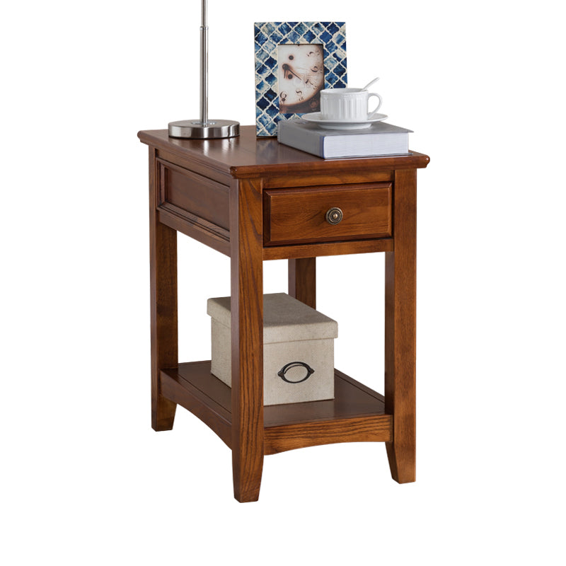 Modern Rectangle Top Side Table 23.62" Tall Wood End Table with Storage