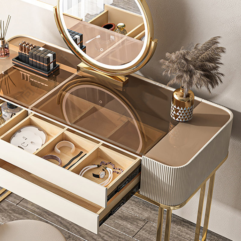 17.72" Wide Vanity Desk with Storage Drawers Glam Glass Dresser Table