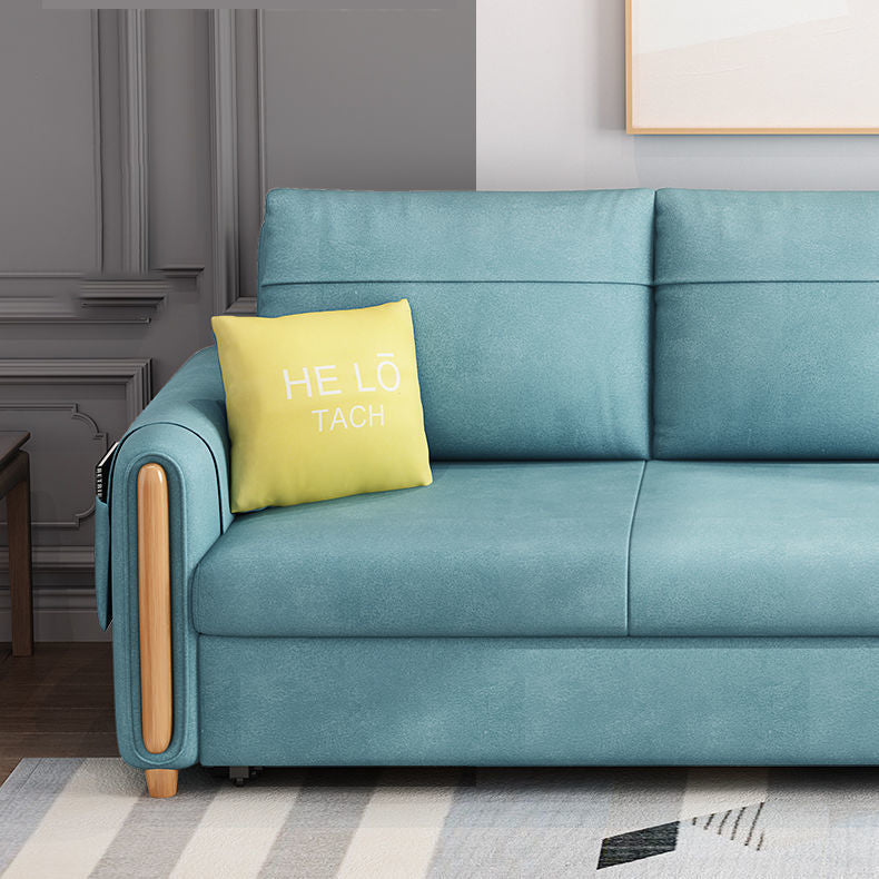 Green Faux leather Sleeper Sofa Scandinavian Style Sofa Bed for Home