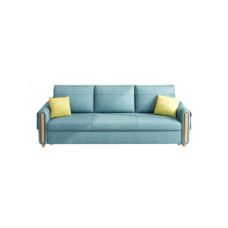 Green Faux leather Sleeper Sofa Scandinavian Style Sofa Bed for Home